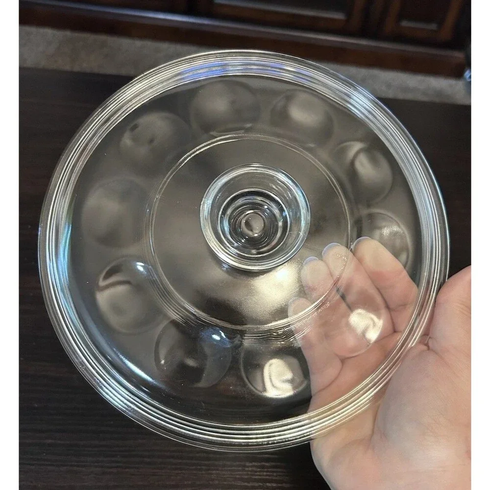 Vtg Clear Corning Ware Merry Mushroom 8.5” Dimpled Pyrex Glass Replacement Lid